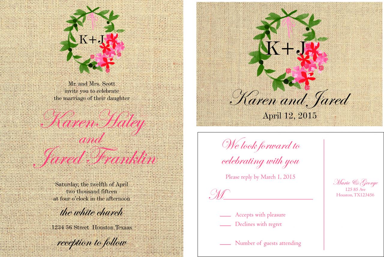 50 Custom Wedding Invitations, Personalzied Burlap Invitations , Custom Invitations ,