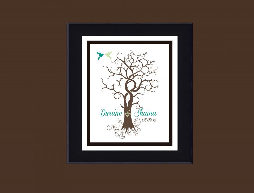 Personalized Wedding Tree, Guestbook, Finger Print Wedding Signature Tree 18x24 100 Signatures