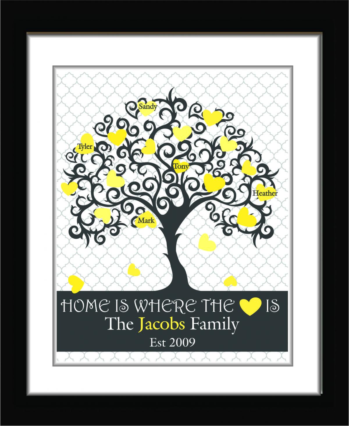 Personalized Family Tree //custom Anniversary Print//custom Art Print//housewarming Gift, Wedding Gift 11x14