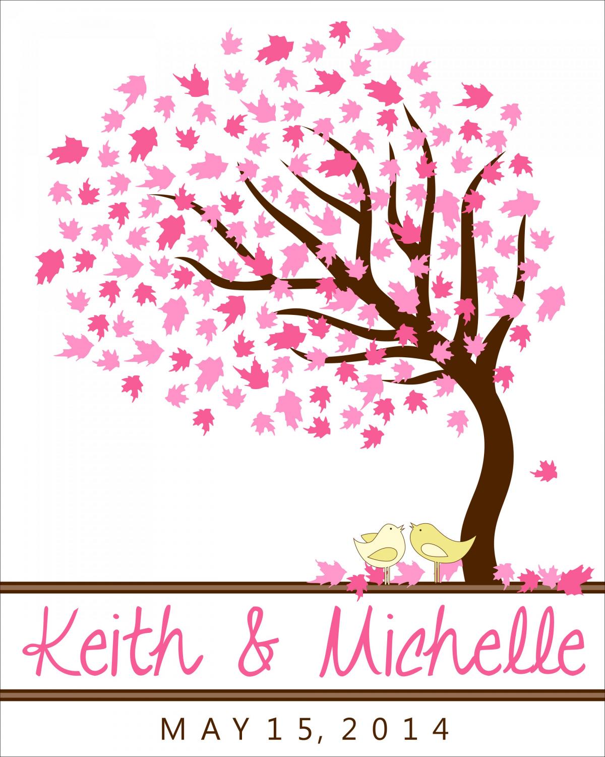 Personalized Wedding Signature Tree 18x24 100 Signatures, Wedding Guest Book Alternative